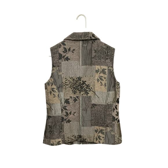 Coldwater Creek Patchwork Tapestry Vest Zip Front Size Medium Nature Leaves - Picture 2 of 6